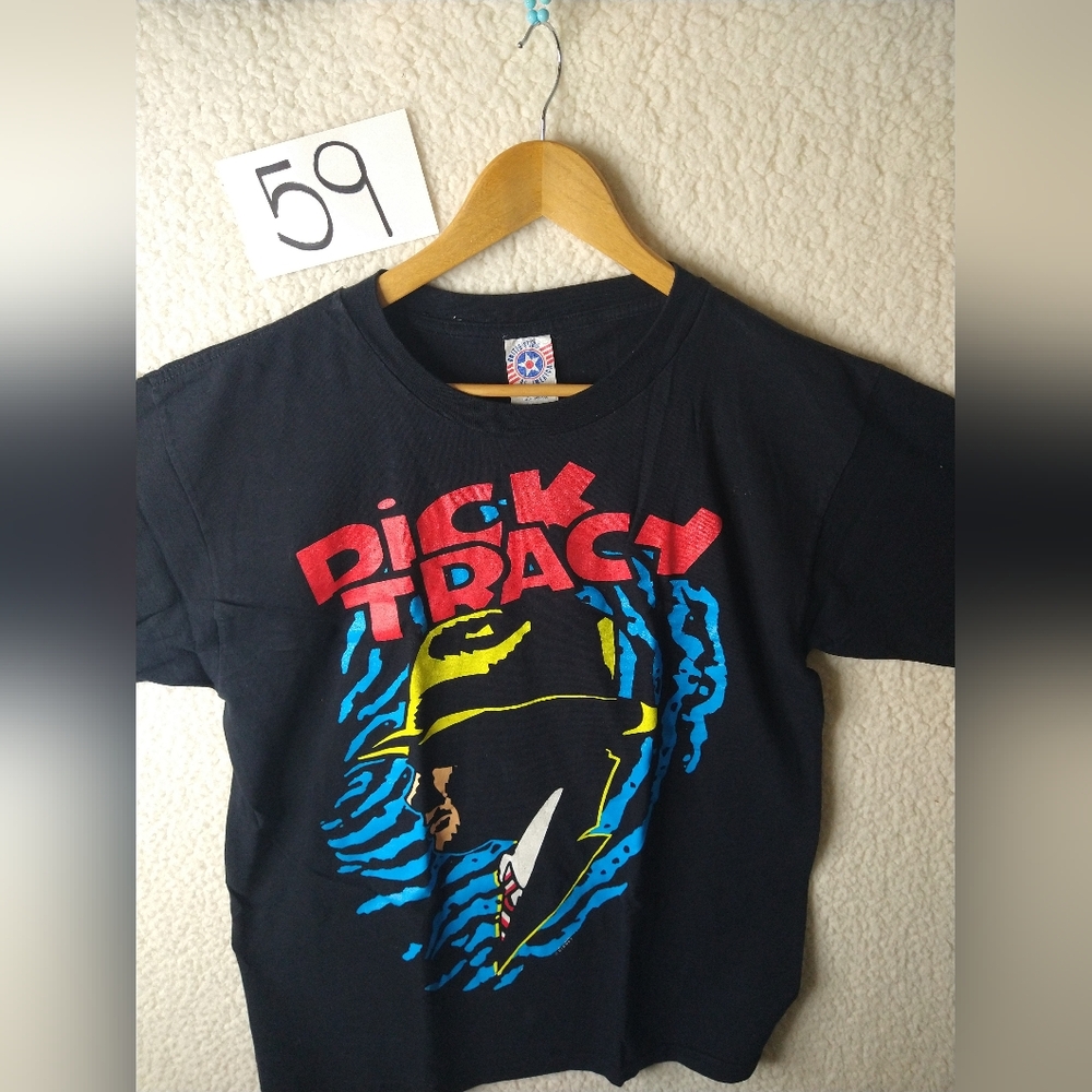 Vintage United Stars Of America Dick Tracy Movie Promo Black T Shirt Size Large
